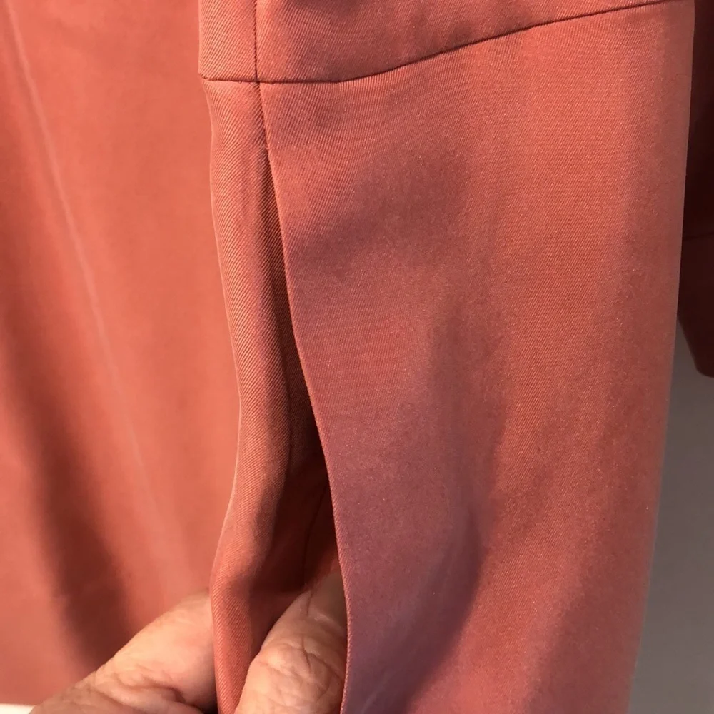 EILEEN FISHER SILK TWILL SHIRT DRESS in Coral NWT sz L - Picture 7 of 11